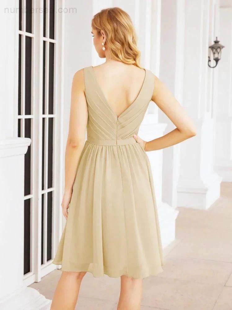 Numbersea Homecoming Dresses Knee Length Skirt V Back 28062