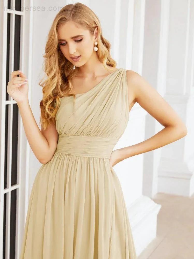 Numbersea One Shoulder Bridesmaid Dresses Long Maxi Formal Evening Party Prom Gowns 28061