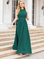 Numbersea Halter Bridesmaid Dress Empire Waist Formal Evening Prom Gown for Mother of The Bride 28030