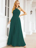Numbersea Crisscross Halter Bridesmaid Dresses for Party Wedding Evening Prom Maxi Ball Gowns 28053