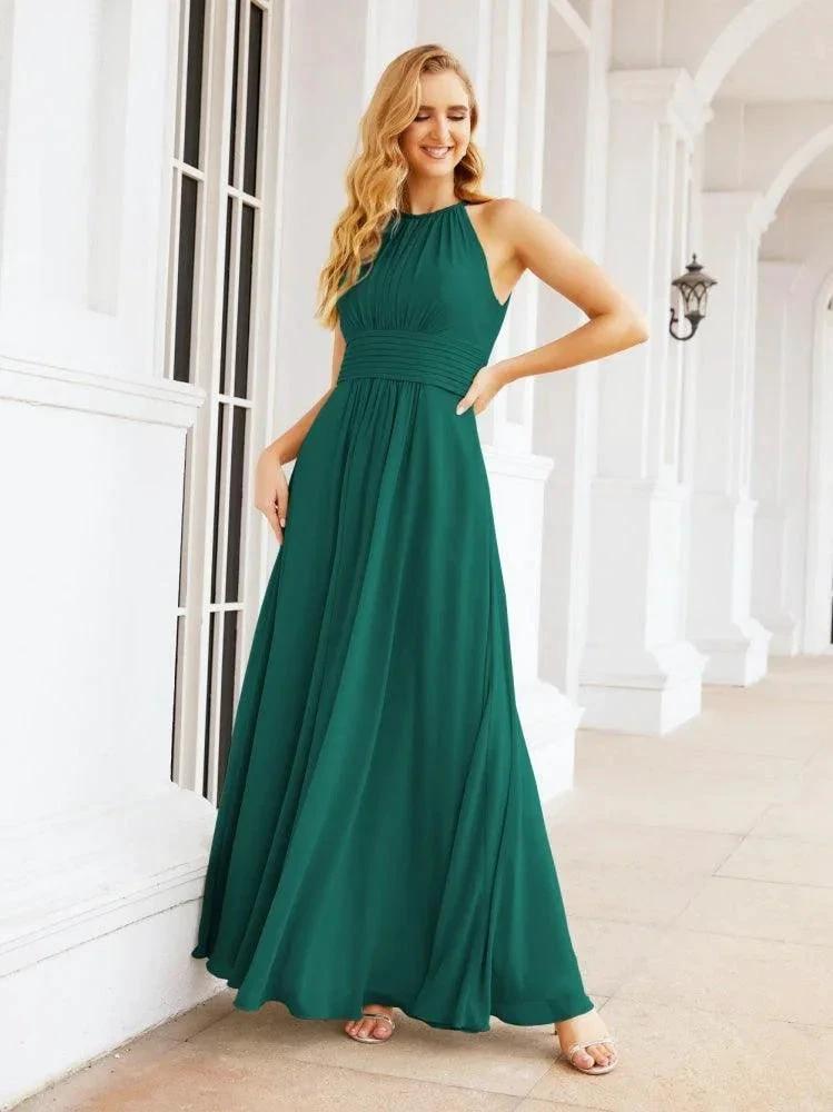 Numbersea Keyhole Bridesmaid Dresses Sleeveless Formal Evening Party Prom Gowns 28043