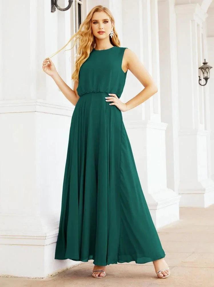 Numbersea Sleeveless Long Bridesmaid Dress A line Formal Evening Prom Gown 28025