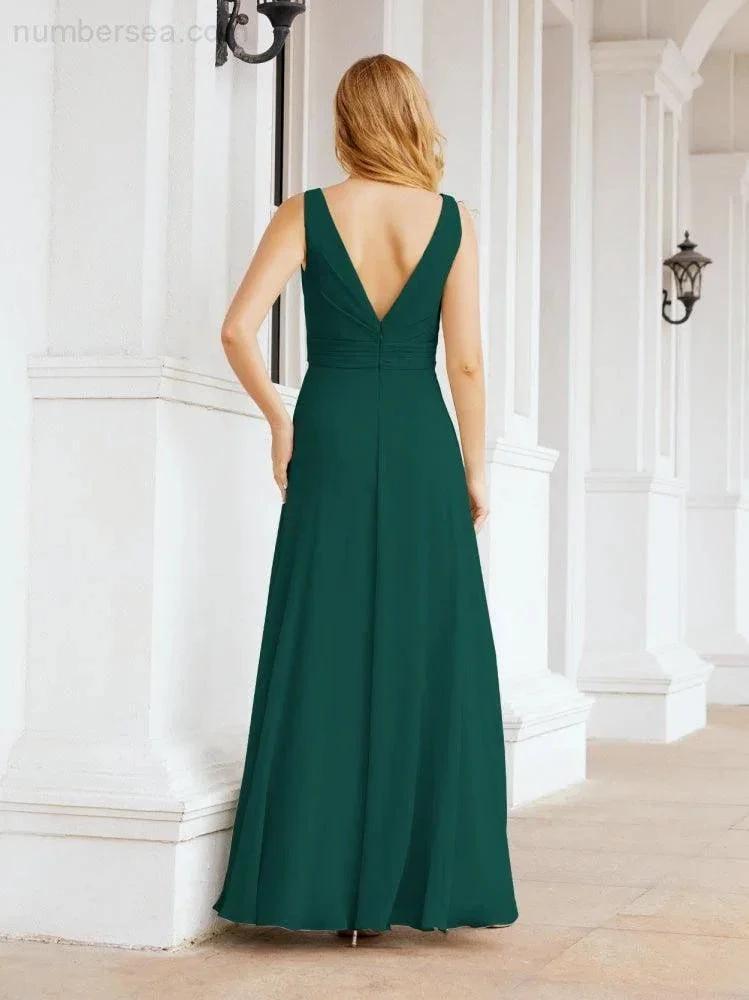 Numbersea Bridesmaid Dresses for Wedding Ruffles Long Formal Prom Gowns 28039