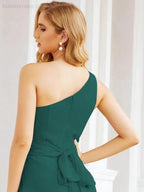 Numbersea One Shoulder Bridesmaid Dresses Long Formal Prom Gowns 28048