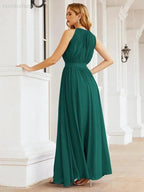 Numbersea Halter Bridesmaid Dress Empire Waist Formal Evening Prom Gown for Mother of The Bride 28030