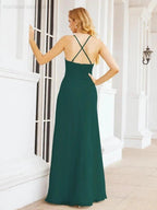 Numbersea Halter Bridesmaid Dresses with Pockets Sleeveless Formal Evening Party Prom Gowns  28055