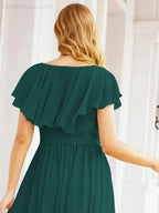 Bridesmaid Dresses with Flutter Sleeves Formal Evening Party Prom Gowns 28044