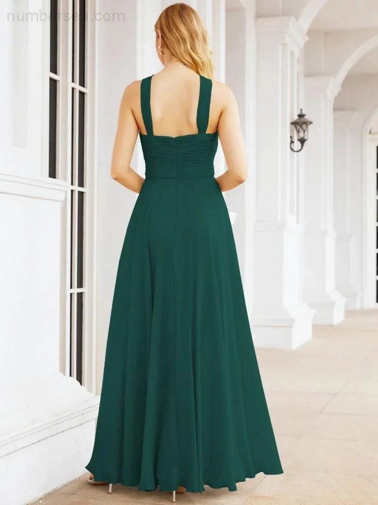 Numbersea Crisscross Halter Bridesmaid Dresses for Party Wedding Evening Prom Maxi Ball Gowns 28053