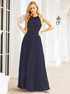 Numbersea Sleeveless Bridesmaid Dresses Long Prom Gown Zipper with Keyhole Back 28056