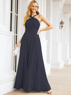 Numbersea Crisscross Halter Bridesmaid Dresses for Party Wedding Evening Prom Maxi Ball Gowns 28053