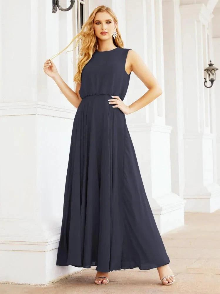 Numbersea Sleeveless Long Bridesmaid Dress A line Formal Evening Prom Gown 28025