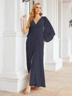Numbersea Bridesmaid Dresses with Split for Wedding Party Flutter Sleeves 28045