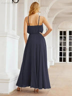 Numbersea  Halter Long Bridesmaid Dresses Formal A line Juniors Dress 28029