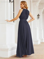 Numbersea Halter Bridesmaid Dress Empire Waist Formal Evening Prom Gown for Mother of The Bride 28030