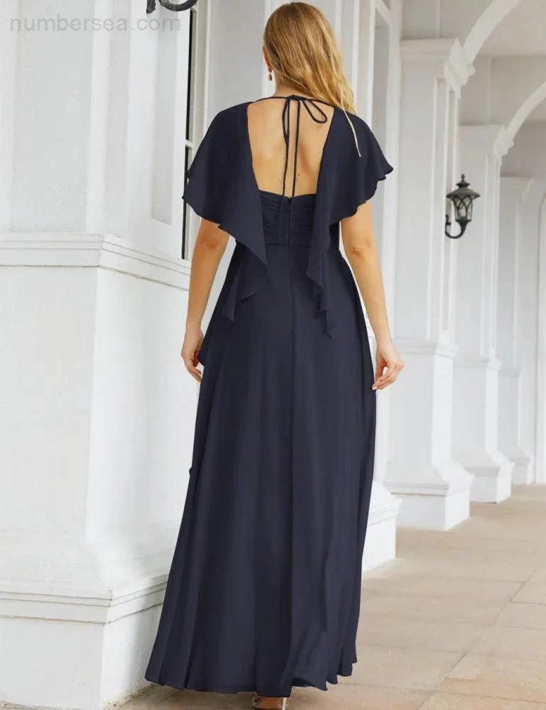 Numbersea Bridesmaid Dresses Backless Formal Prom Gowns for Evening Party Mother of The Bride Dress 28040