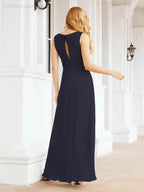Formal Prom Gown Elegant V-Neck Sleeveless Bridesmaid Dresses for Wedding Party 28037
