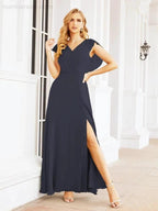 Sunnderly Bridesmaid Dresses Cape Formal Prom Dress Open Back Gowns for Mother of The Bride SY28058