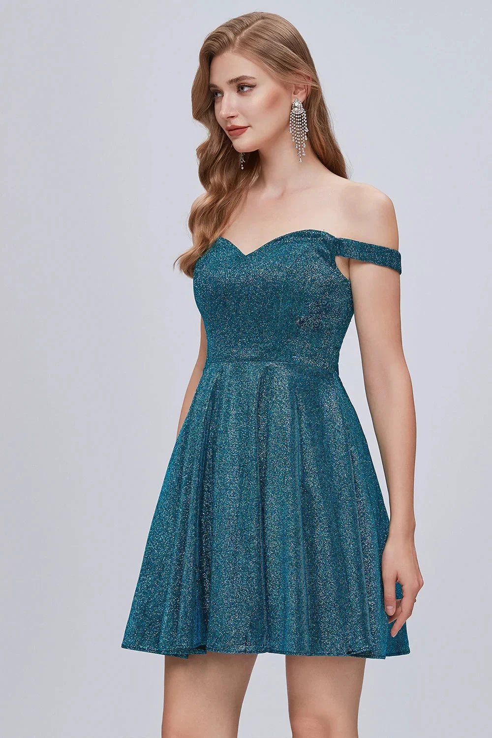 Off The Shoulder Sweetheart A Line Lace Up Short Homecoming Dresses