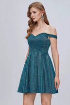 Off The Shoulder Sweetheart A Line Lace Up Short Homecoming Dresses