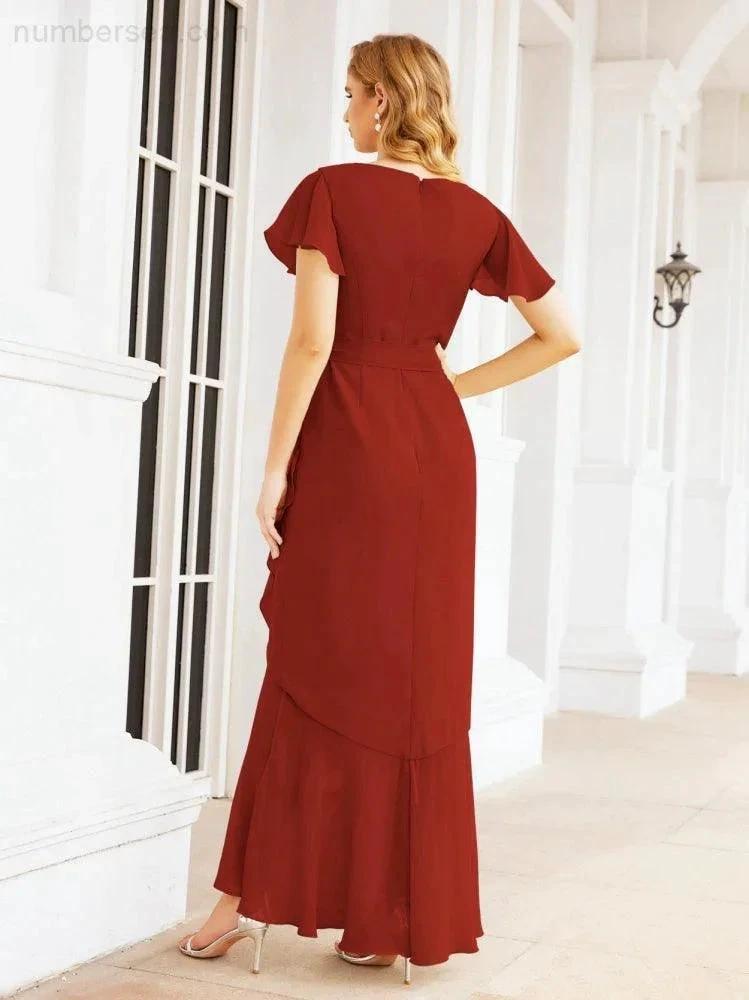 Numbersea Ruffled Bridesmaid Dresses Mermaid Formal Violin Evening Party Prom Gowns 28042