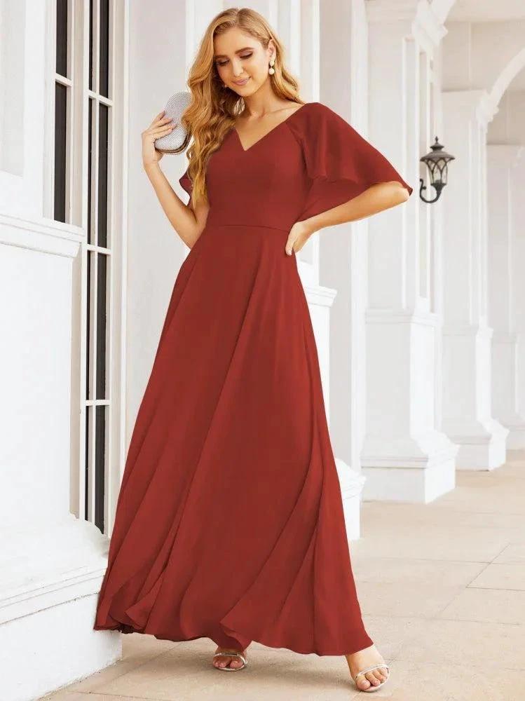 Numbersea Bridesmaid Dresses for Wedding Formal Evening Party Prom Gown with Cape 28050