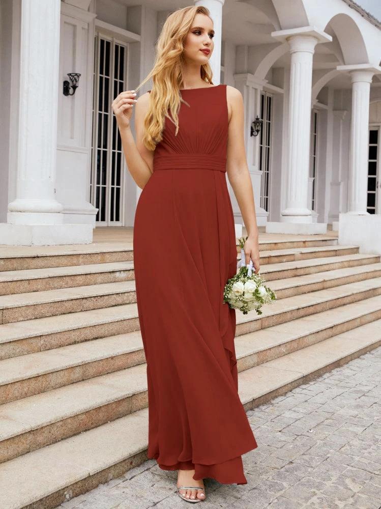Numbersea Bridesmaid Dresses for Wedding Ruffles Long Formal Prom Gowns 28039