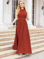 Numbersea Halter Bridesmaid Dress Empire Waist Formal Evening Prom Gown for Mother of The Bride 28030