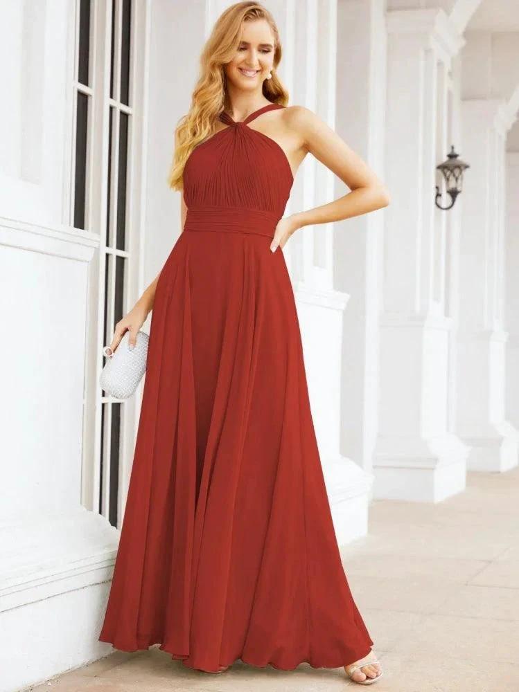 Numbersea Crisscross Halter Bridesmaid Dresses for Party Wedding Evening Prom Maxi Ball Gowns 28053
