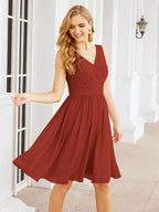 Numbersea Homecoming Dresses Knee Length Skirt V Back 28062