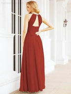Numbersea Sleeveless Bridesmaid Dresses Long Prom Gown Zipper with Keyhole Back 28056