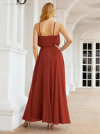 Numbersea  Halter Long Bridesmaid Dresses Formal A line Juniors Dress 28029