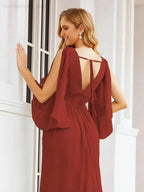 Numbersea Bridesmaid Dresses with Split for Wedding Party Flutter Sleeves 28045