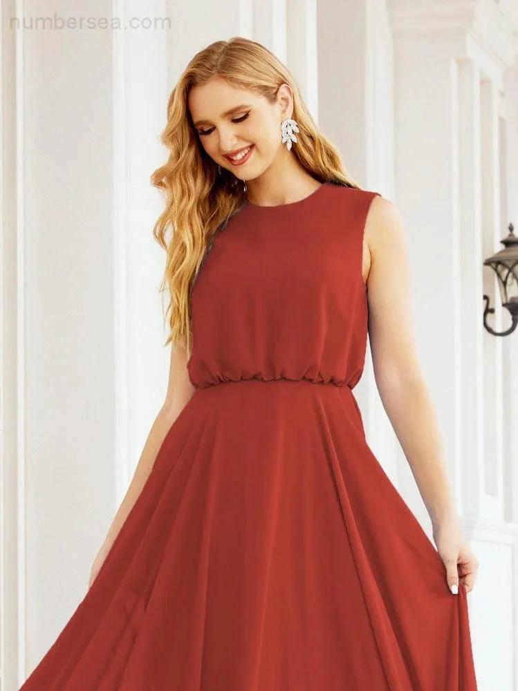 Numbersea Sleeveless Long Bridesmaid Dress A line Formal Evening Prom Gown 28025