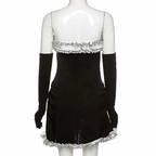 Black Party Tube Skirt Irregular White Ruffle Bandage Dress Black Homecoming Dress Y2617