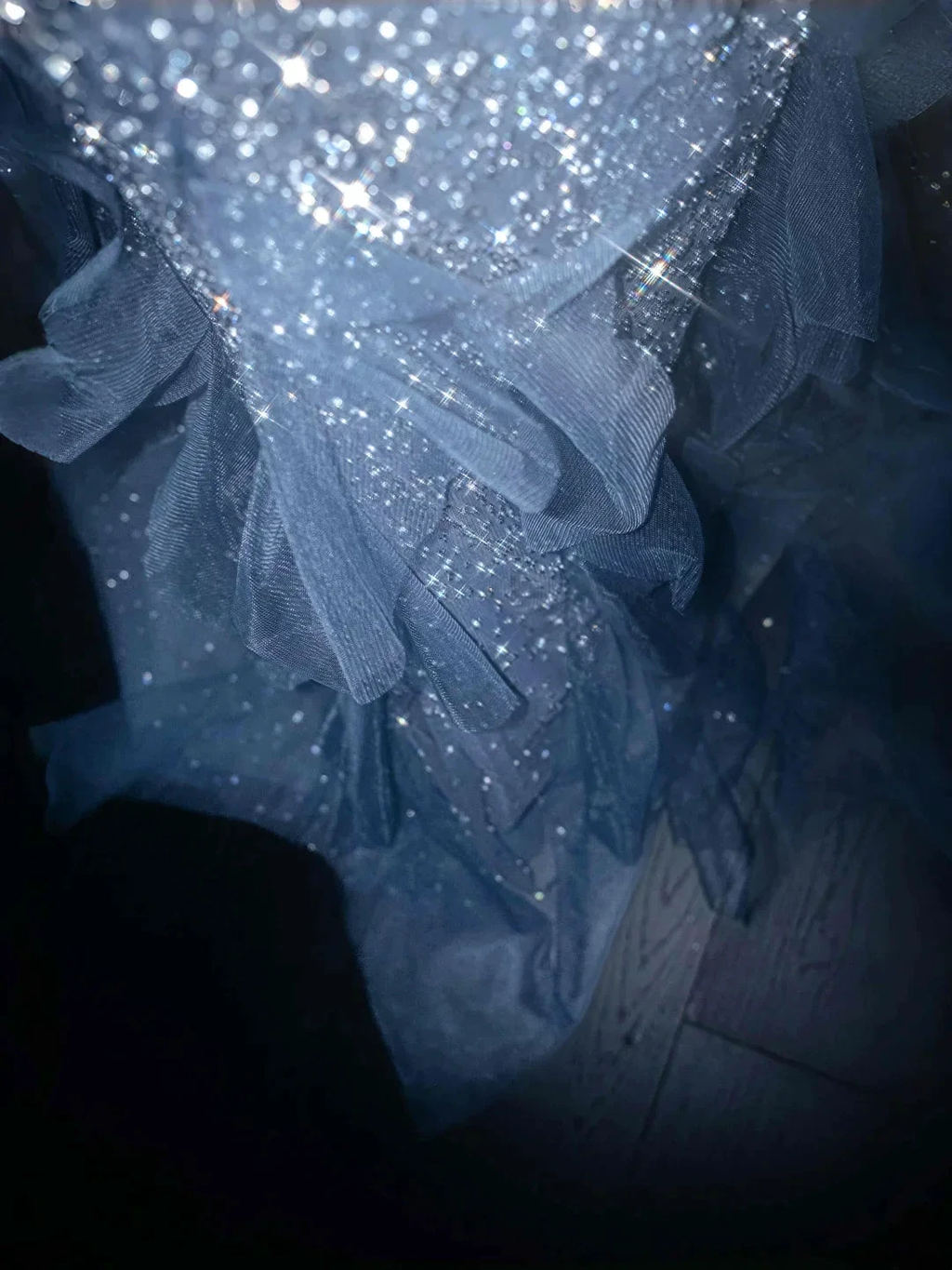 Gorgeous Blue Tulle Sequins Beaded Ruffles Mermaid Prom Dress,Formal Evening Dress Wedding Dress Y8671