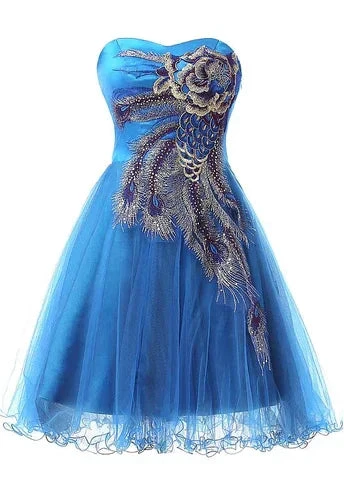 Chic Tulle Satin Sweetheart Neckline A-Line Short Cocktail Dress Homecoming Dress Y8485