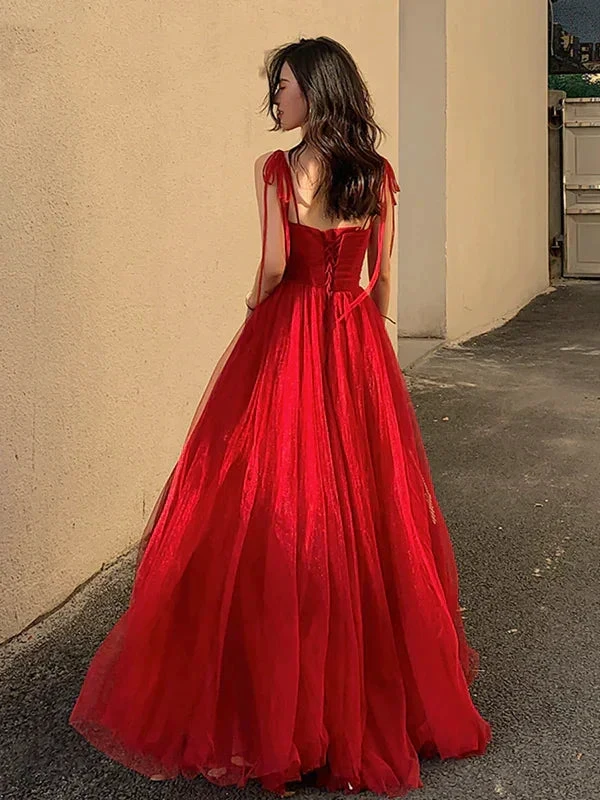 Spaghetti Straps Burgundy Floral Prom Dresses, Wine Red Long Formal Evening Dresses with Corset Back Y1297