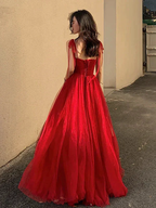 Spaghetti Straps Burgundy Floral Prom Dresses, Wine Red Long Formal Evening Dresses with Corset Back Y1297