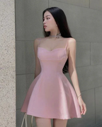 Lovely Pink Spaghetti Straps A-line Homecoming Dress Pink Cocktail Dress Y2448
