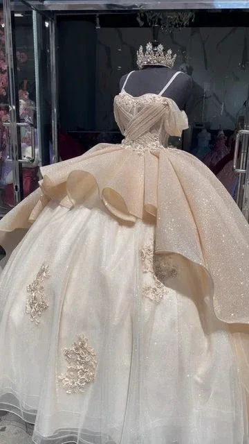 Luxury Quinceanera Dresses Applique Corset Ball Gown Prom Sweet 16 Dress Y4144