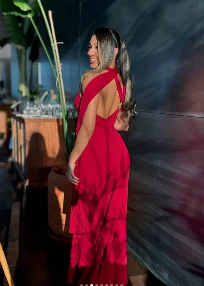 Sexy Sheath Long Prom Dress Burgundy One Shoulder Evening Gown Y8214