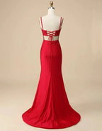 Royal Blue Beaded High Slit Mermaid Prom Dress SYP104
