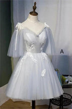 Chic Sleeveless Lace Appliques Tulle Princess Homecoming Dresses