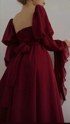 Vintage Romantic A-Line Burgundy Prom Dress Evening Dress Y7583