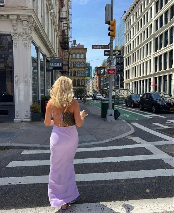Charming Backless Purple Party Prom Dress Evening Gown Y7479