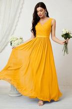 Women's Chiffon Long Bridesmaid Dresses A line Sleeveless Formal Prom Gown for Evening Party Homecoming Dresses 2808
