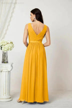 Women's Chiffon Long Bridesmaid Dresses A line Sleeveless Formal Prom Gown for Evening Party Homecoming Dresses 2808