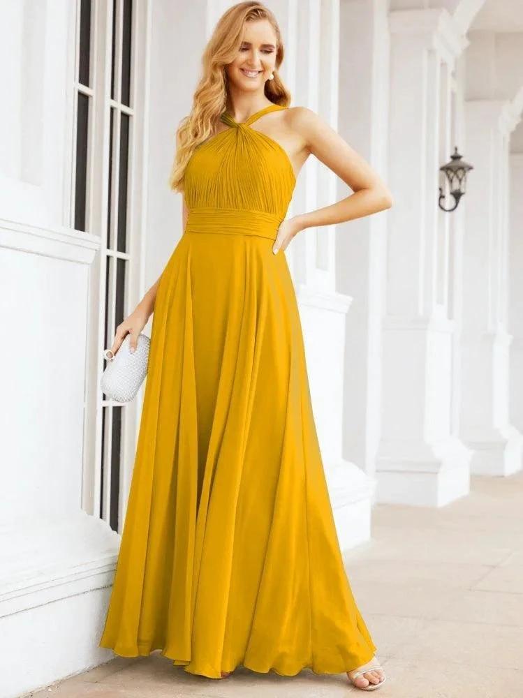 Numbersea Crisscross Halter Bridesmaid Dresses for Party Wedding Evening Prom Maxi Ball Gowns 28053