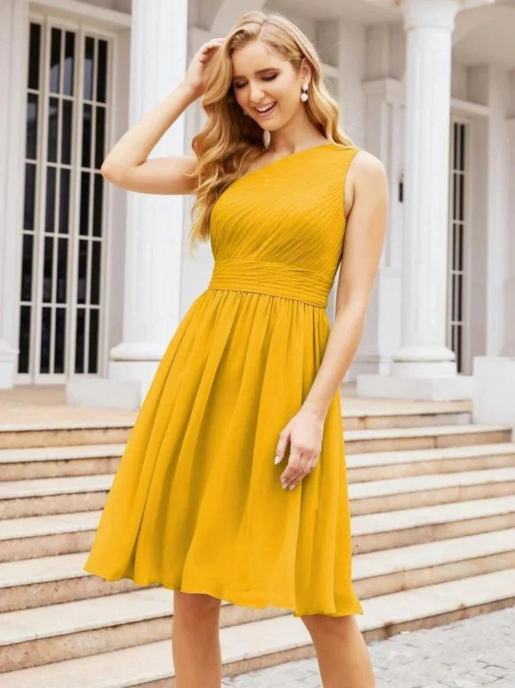 Numbersea Homecoming Dress One Shoulder Pleated Short Formal Prom Gowns 28046