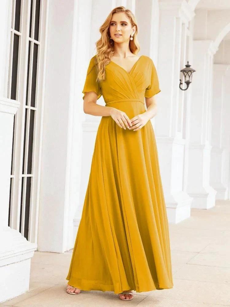 Numbersea Formal Prom Gowns for Mother of The Bride Short Sleeves Bridesmaid Dress 28049